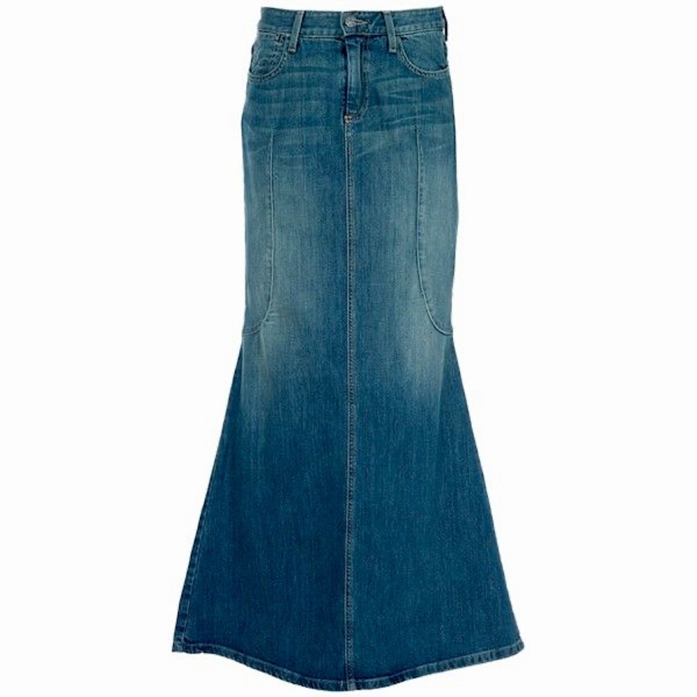 L'Agence Denim Fishtail Long Maxi Skirt Sz 24